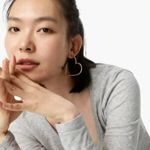 J.Crew Silver Heart Hoop Earrings Y2K Minimalist‎ NWT Statement Jewelry Capsule